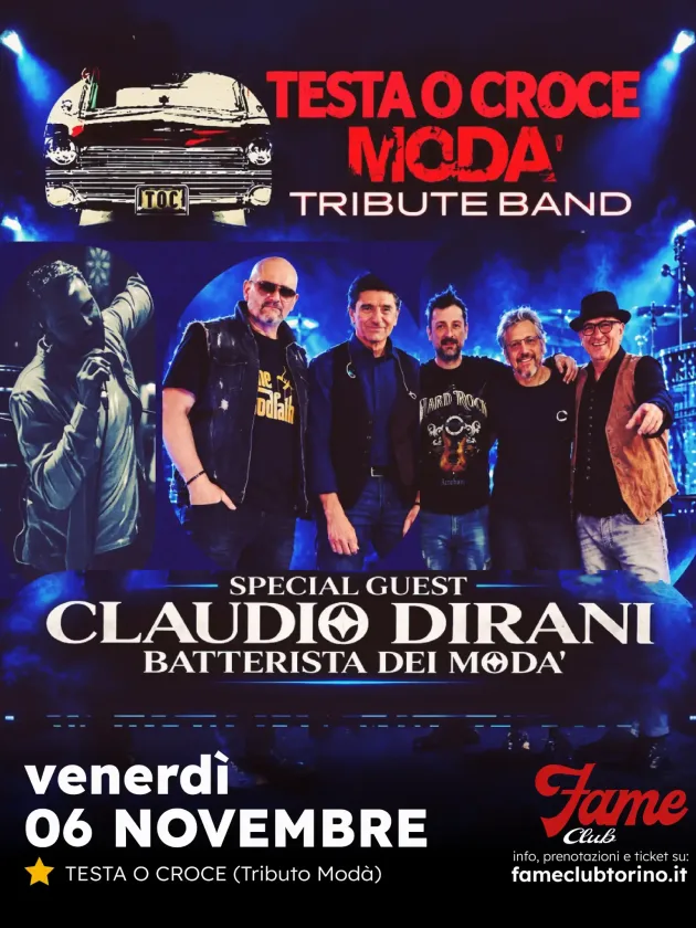 Testa o Croce – Tributo ai Modà con Claudio Dirani | Venerdì 6 Novembre